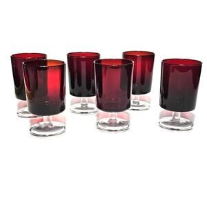 6 Luminarc Cavalier Red Wine Glasses Mid Century Modern